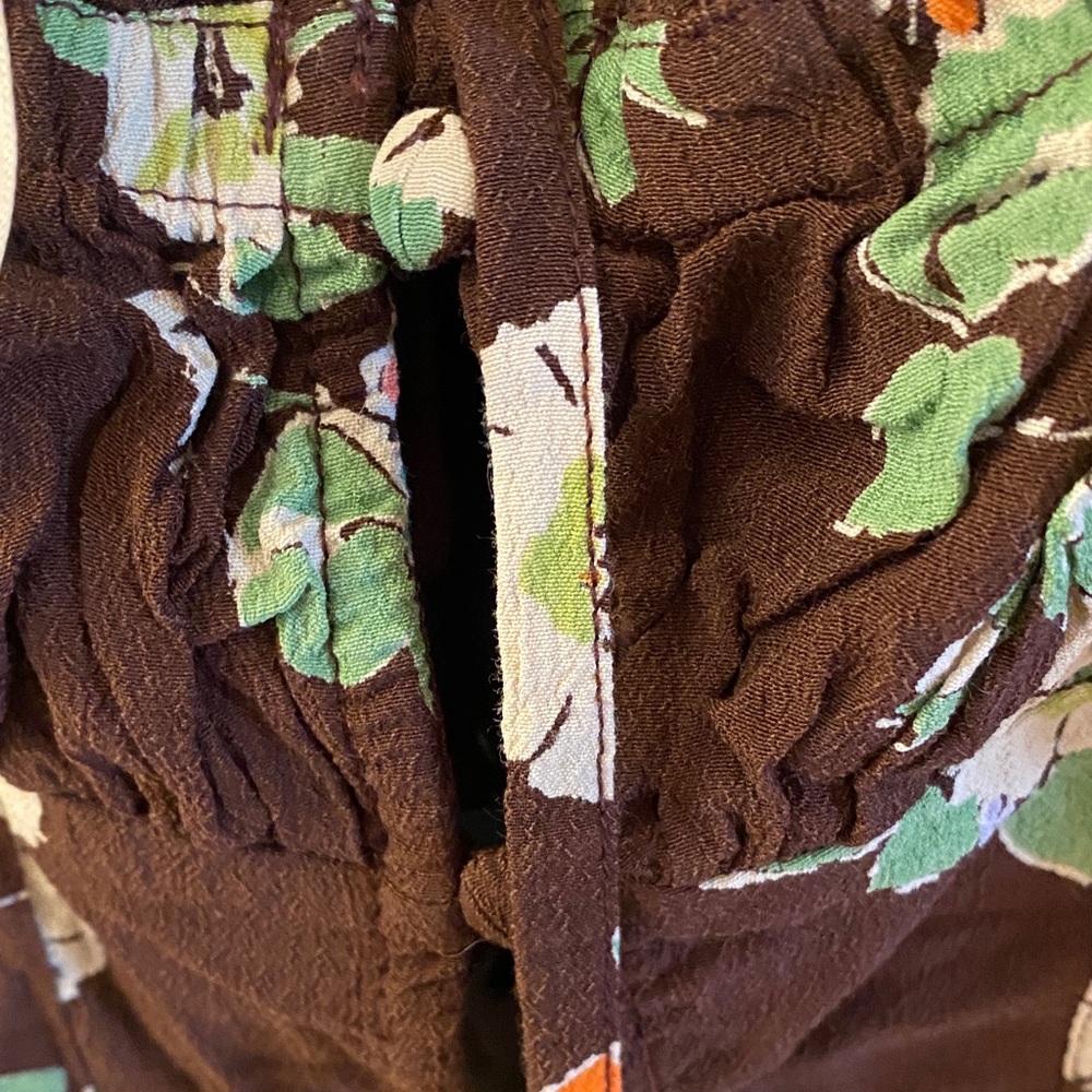 Free People Brown Floral Tie-Front Peasant Blouse - Picture 5 of 6
